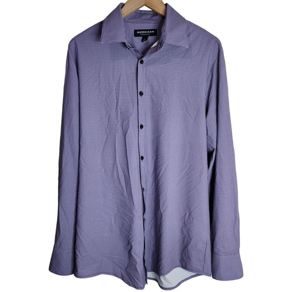 Mizzen & Main Button Up Shirt Men's Medium Slim Long‎ Sleeve Geometric Office